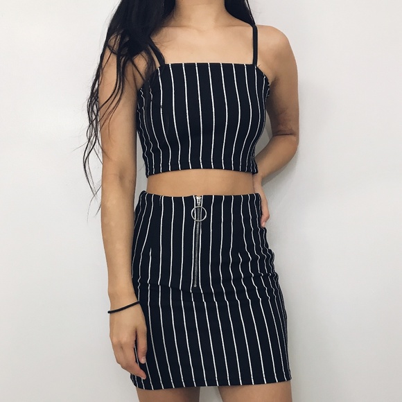 felicias Dresses & Skirts - LAST Kylie - Black +White Pinstriped Two-Piece Set